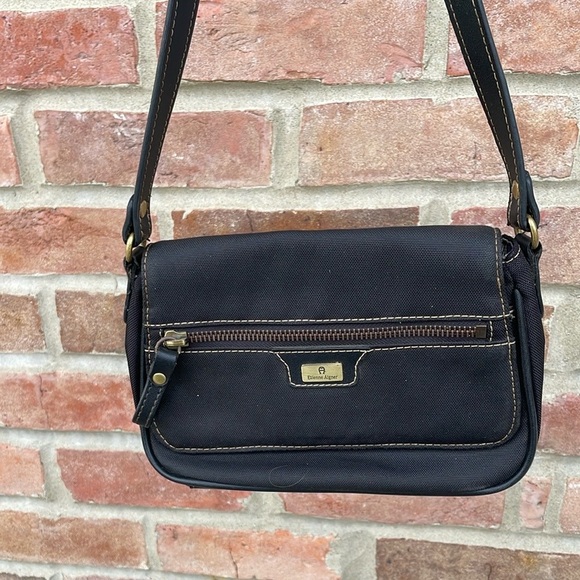 Etienne Aigner Mini Bag Shoulder Black Canvas - Picture 1 of 10